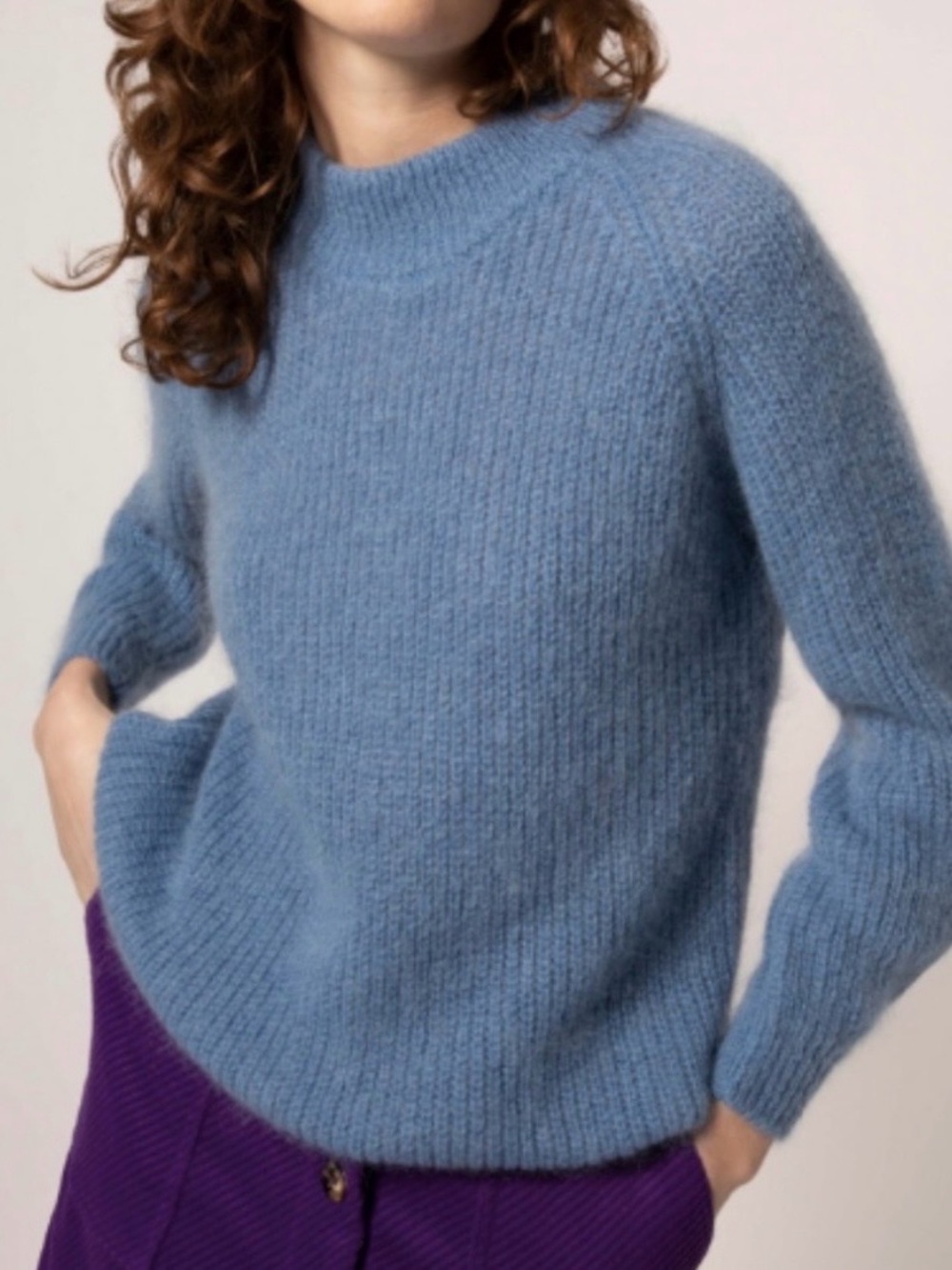 La Petite Maille FRNCH Paris Blue Mohair Blend Neuville Sweater size S/M